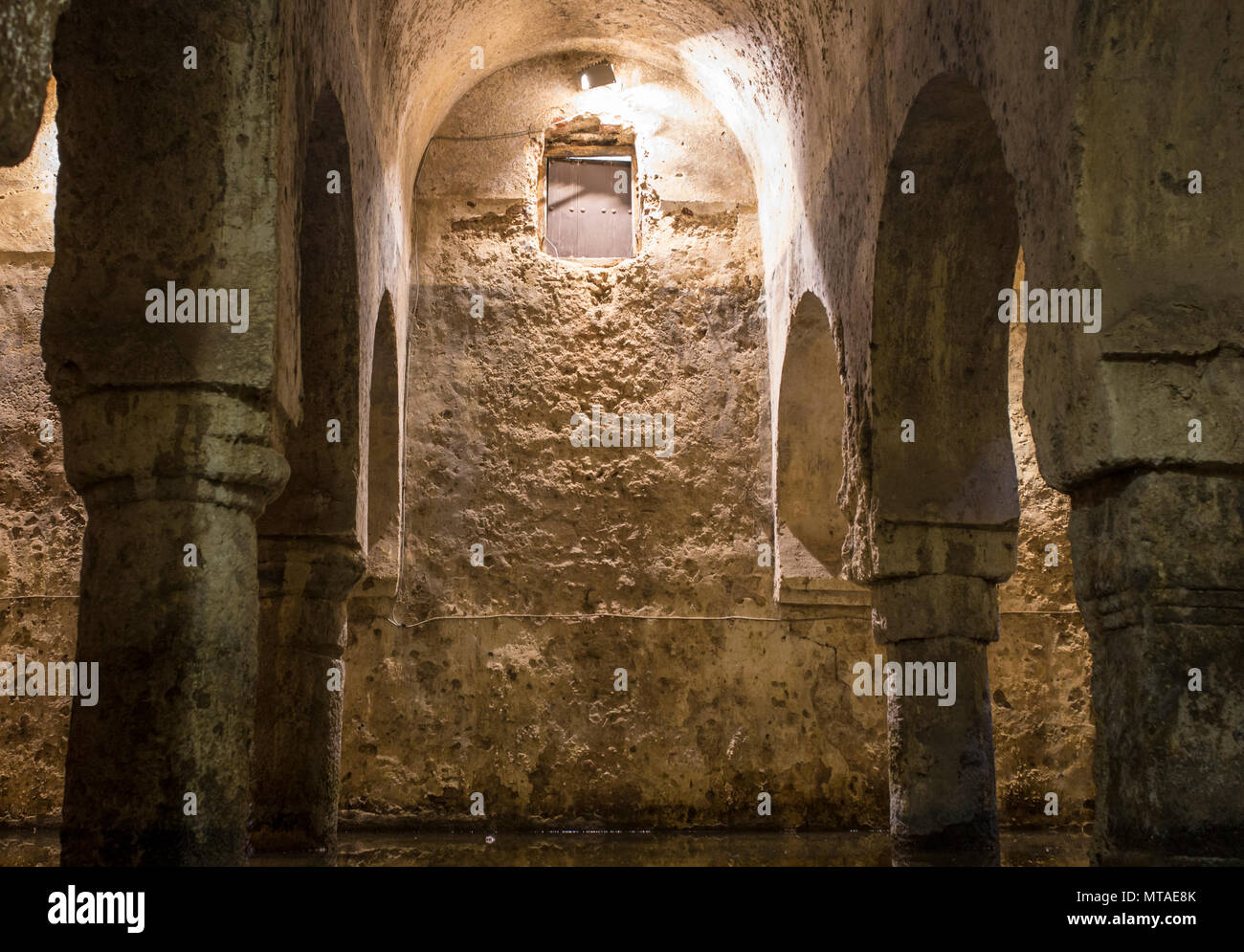 Arab cistern or Aljibe, former mosque during the Medieval Muslims Rule in Spain, Caceres Stock Photo