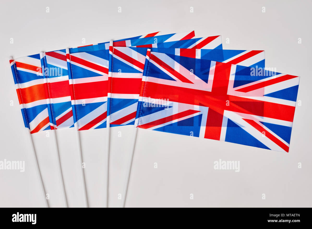 Collection of United Kingdom flags. White isolated background. Stock Photo