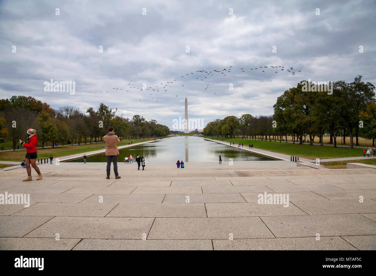 Lincoln memorial reflecting pool, Washington DC. USA Stock Photo