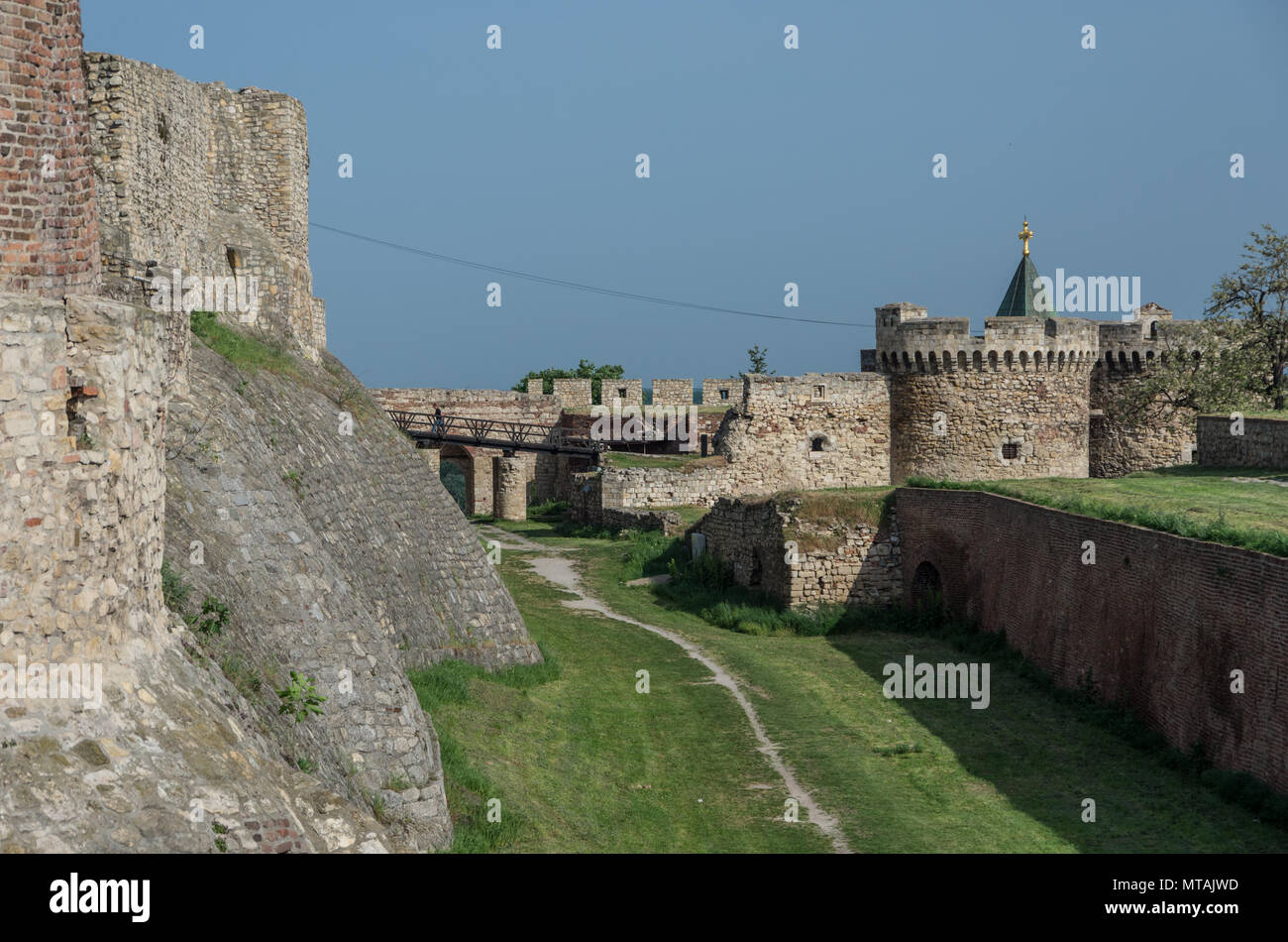 Fortress walls and Zindan Gate (Kapija) Complex, Kalemegdan Fortress, Belgrade, Serbia Stock Photo