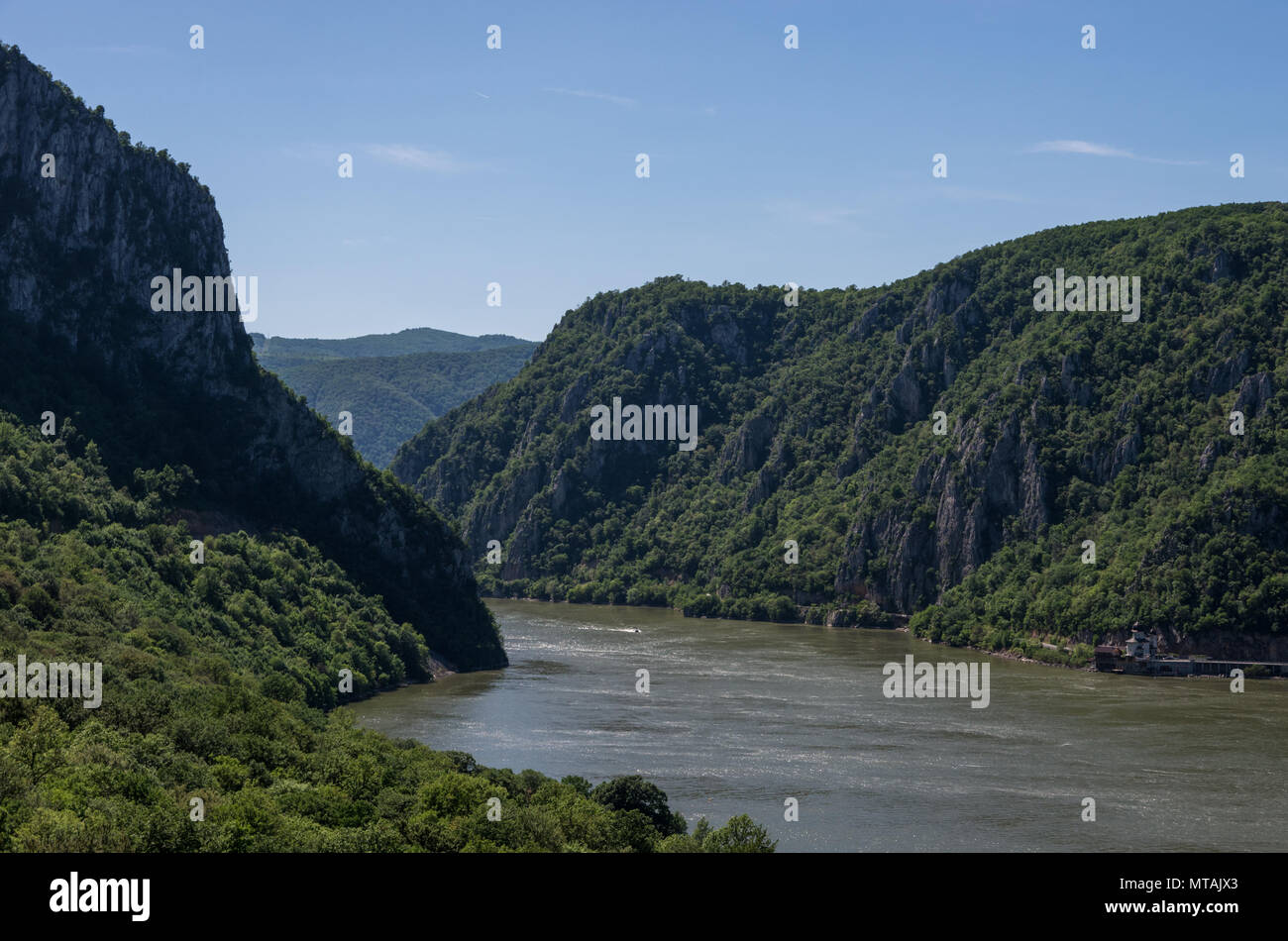 Danube border between Romania and Serbia. Landscape in the Danube ...