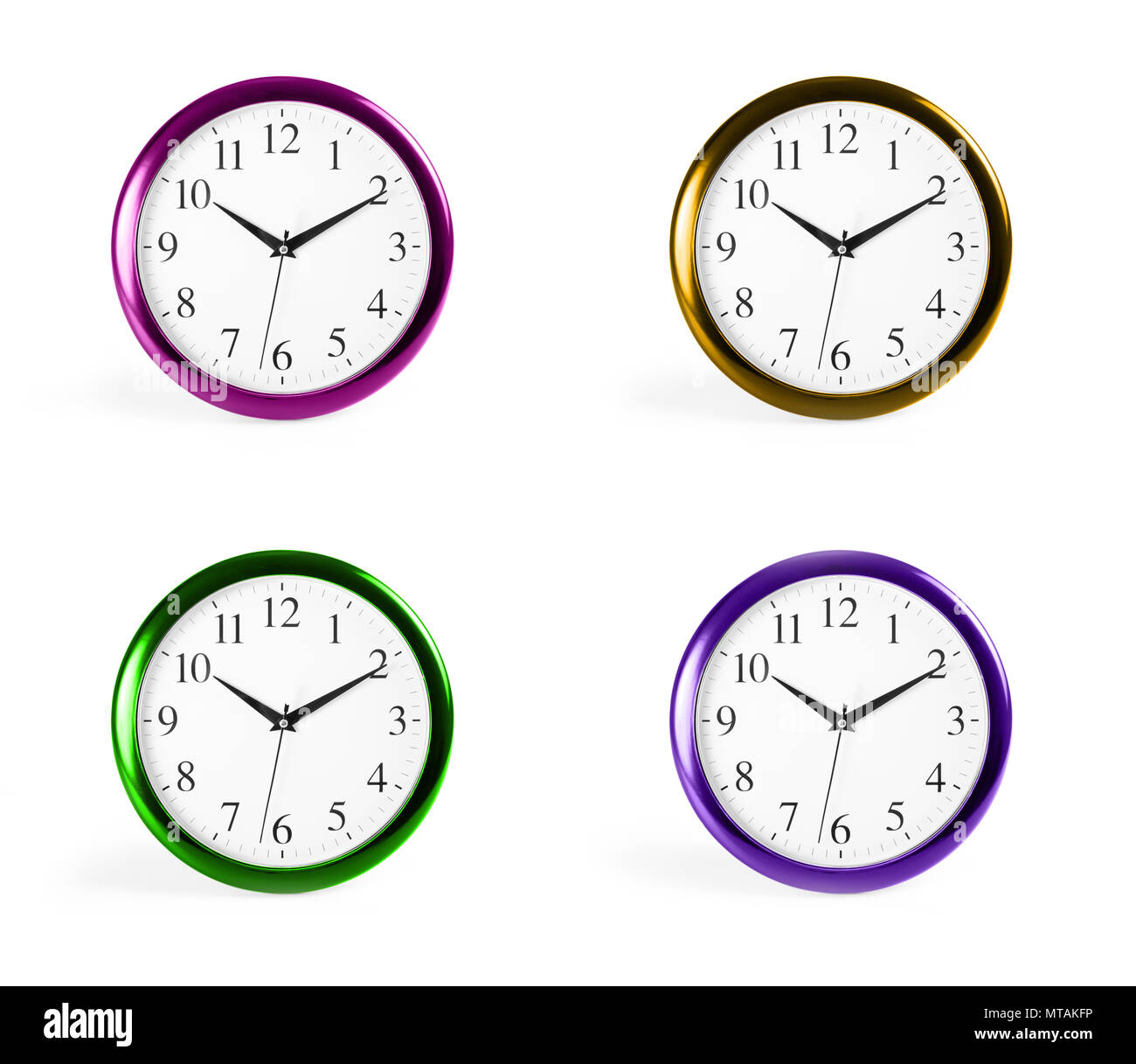 Set of classic wall clocks on a white background Stock Photo Alamy