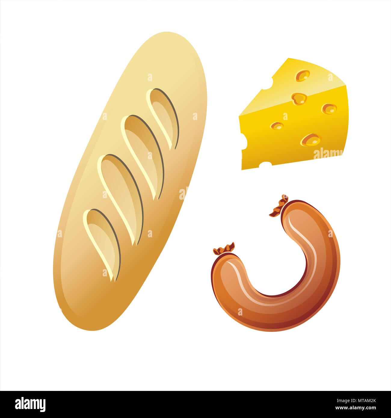 Sandwich elements, collection of Breakfast and Lunch Ingredients