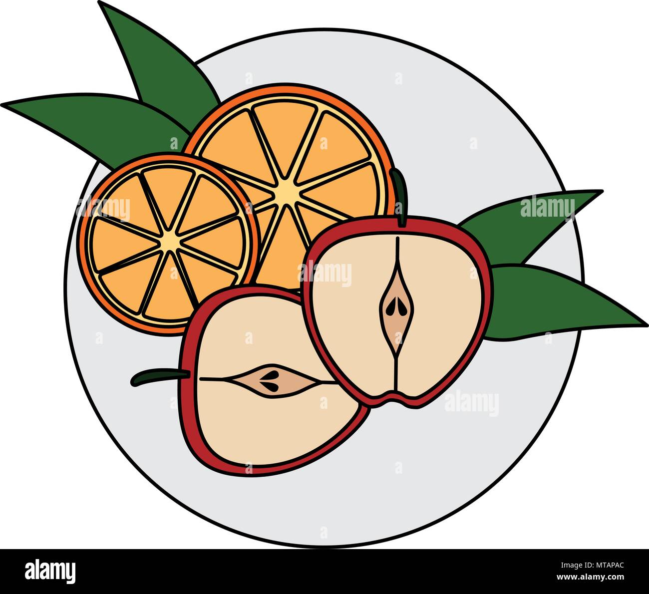 delicious set fruits in dish healthy food Stock Vector Image & Art - Alamy