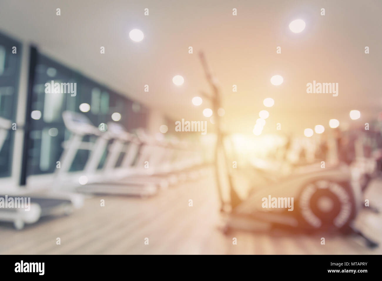 Blur indoor sport fitness gym abstract for background. Stock Photo