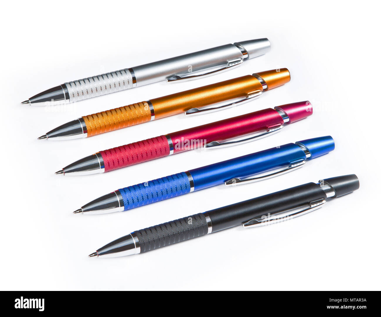 set of colored pens isolated on white background Stock Photo - Alamy
