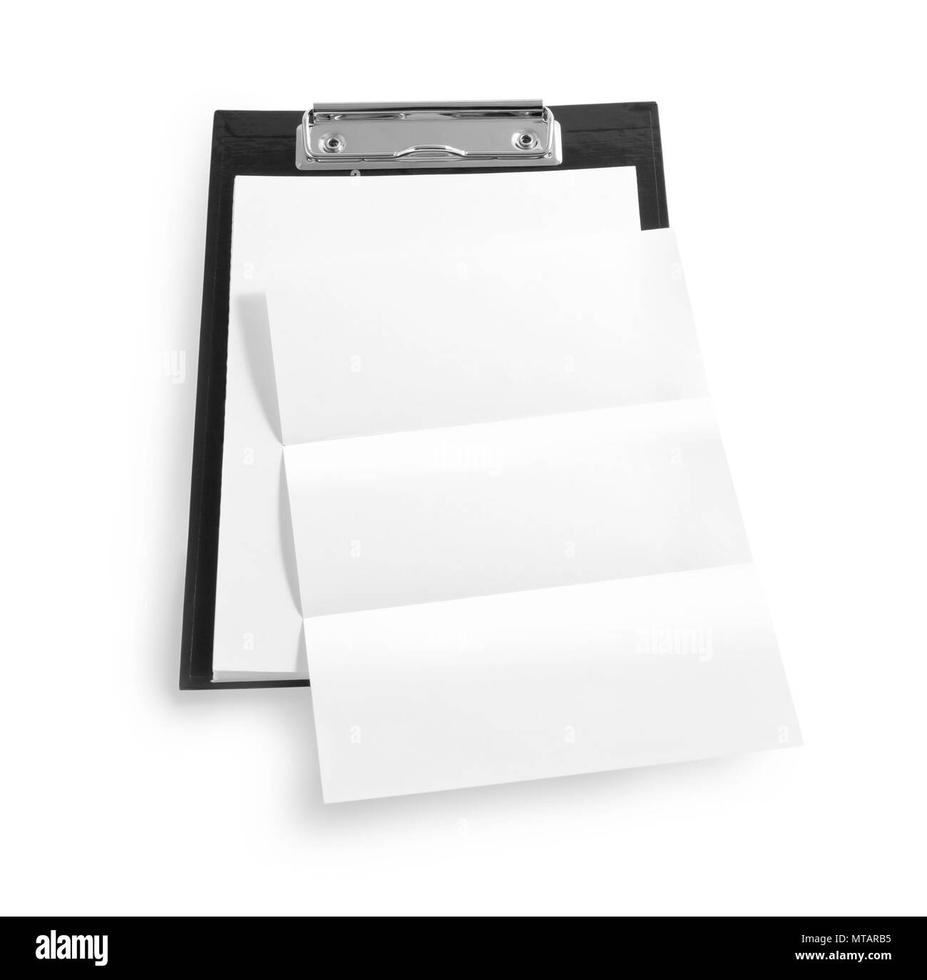 black plastic clipboard with blank paper sheet isolated on white Stock ...