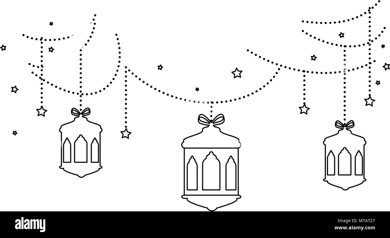 lamps hanging decoration ramadan kareem celebration Stock Vector Image