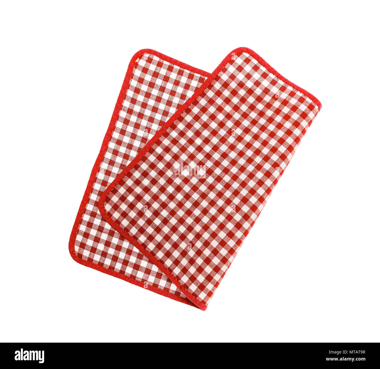 Red checkered napkin. Stock Photo