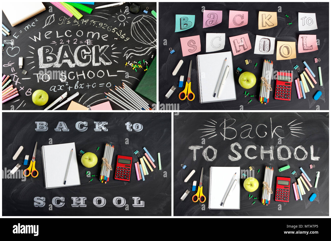 Big collection of 'Back to school' concept for your text, design Stock Photo