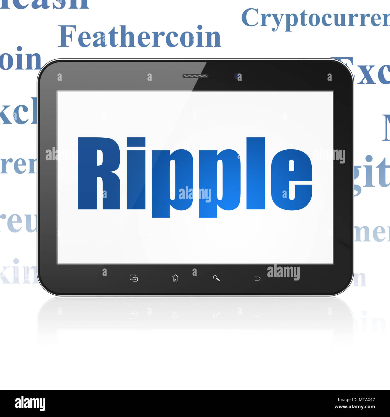 Cryptocurrency concept: Tablet Computer with Ripple on display Stock ...