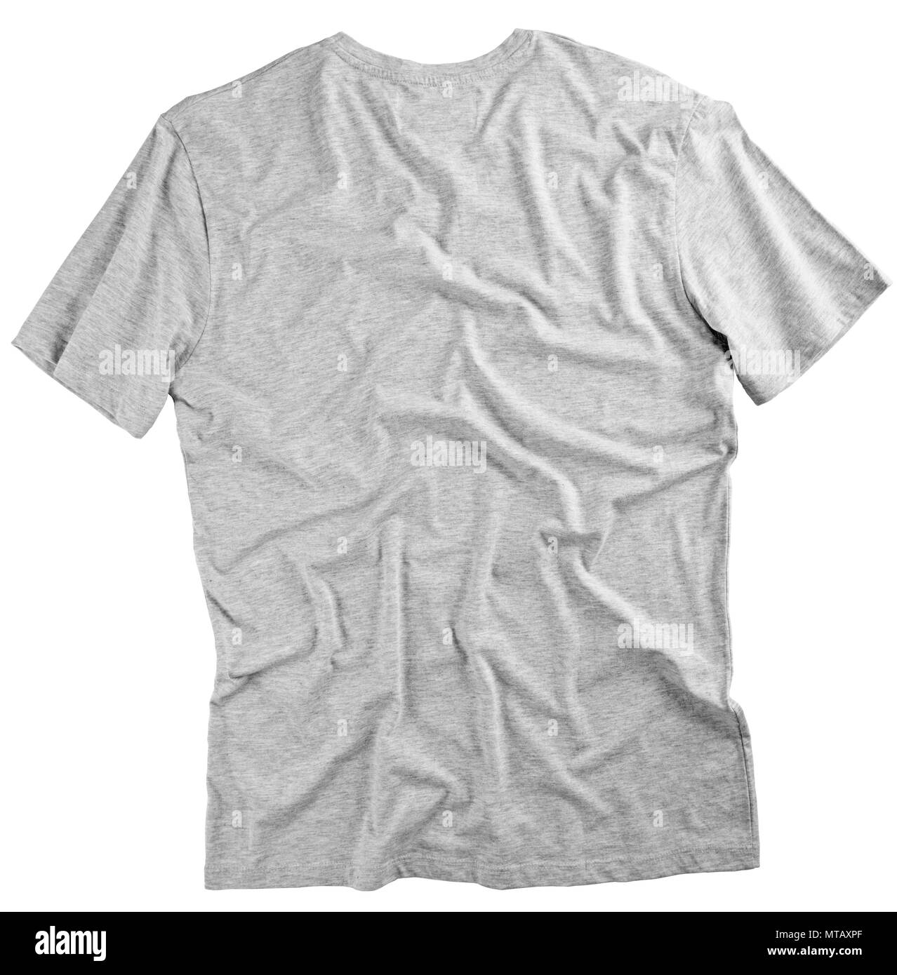 Backl view of grey t-shirt on white background Stock Photo