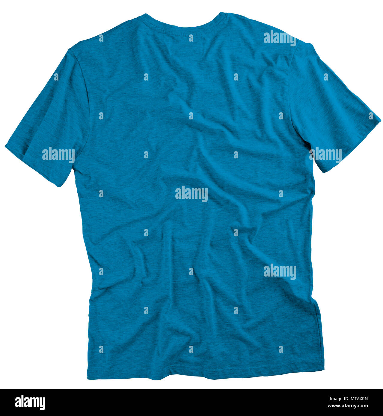 Backl view of blue tshirt on white background Stock Photo Alamy