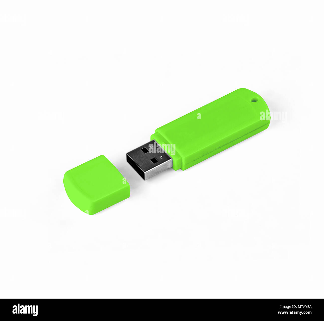 Green usb flash drive on a white background Stock Photo Alamy