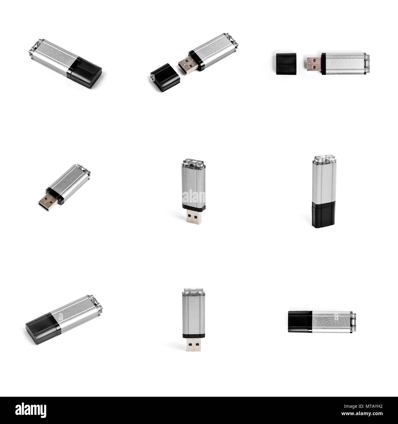 Different point of view of usb flash drive on a white background Stock ...