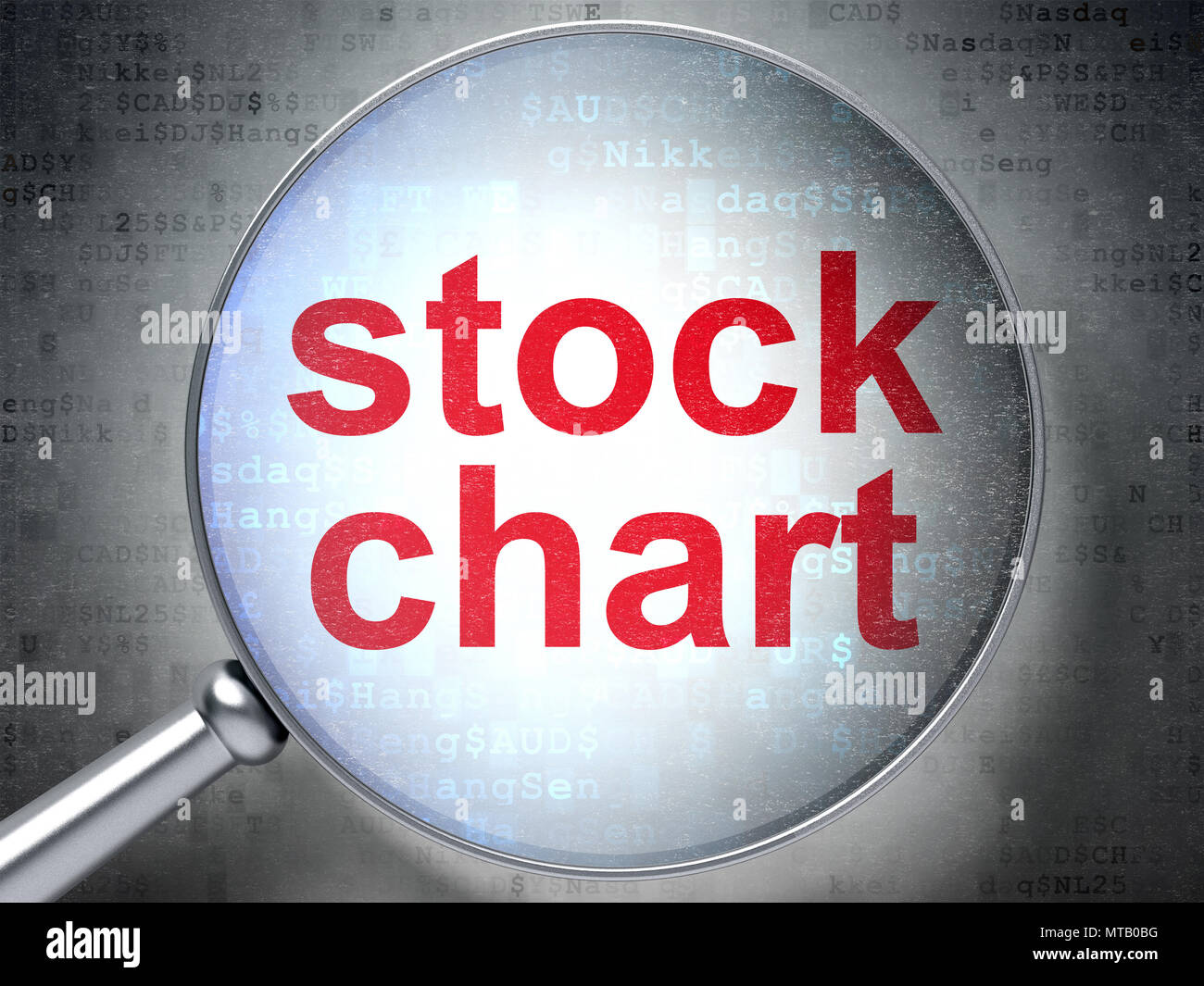 Finance concept Stock Chart with optical glass Stock Photo Alamy