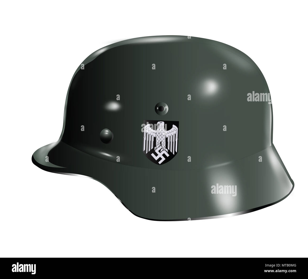 Nazi helmet with Wehrmacht insignia - eagle and swastika Stock Photo