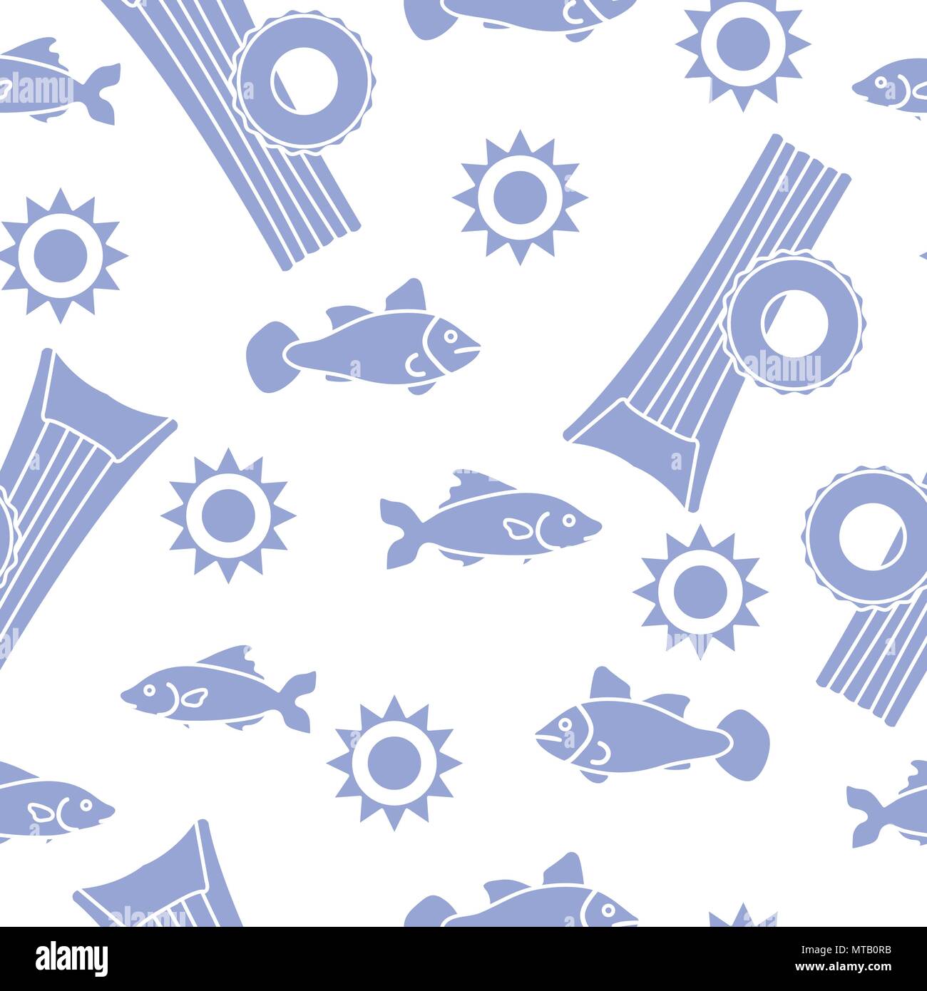 Seamless pattern with inflatable mattress, inflatable circle. Summer leisure. Stock Vector