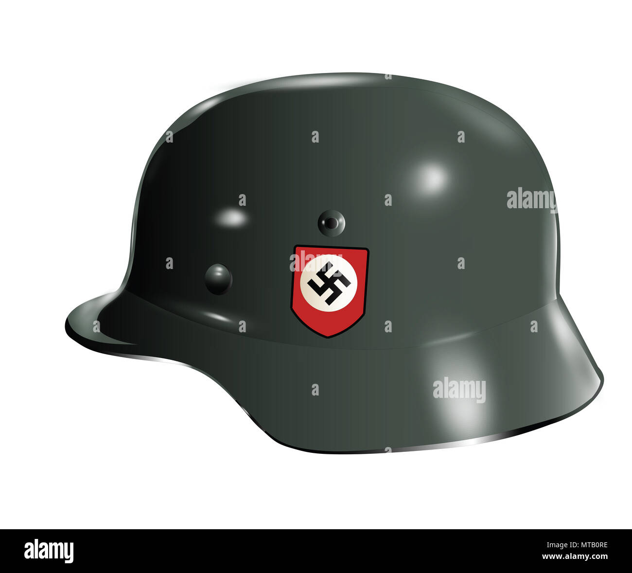 Nazi steel helmet with shield and swastika by Waffen-SS Stock Photo