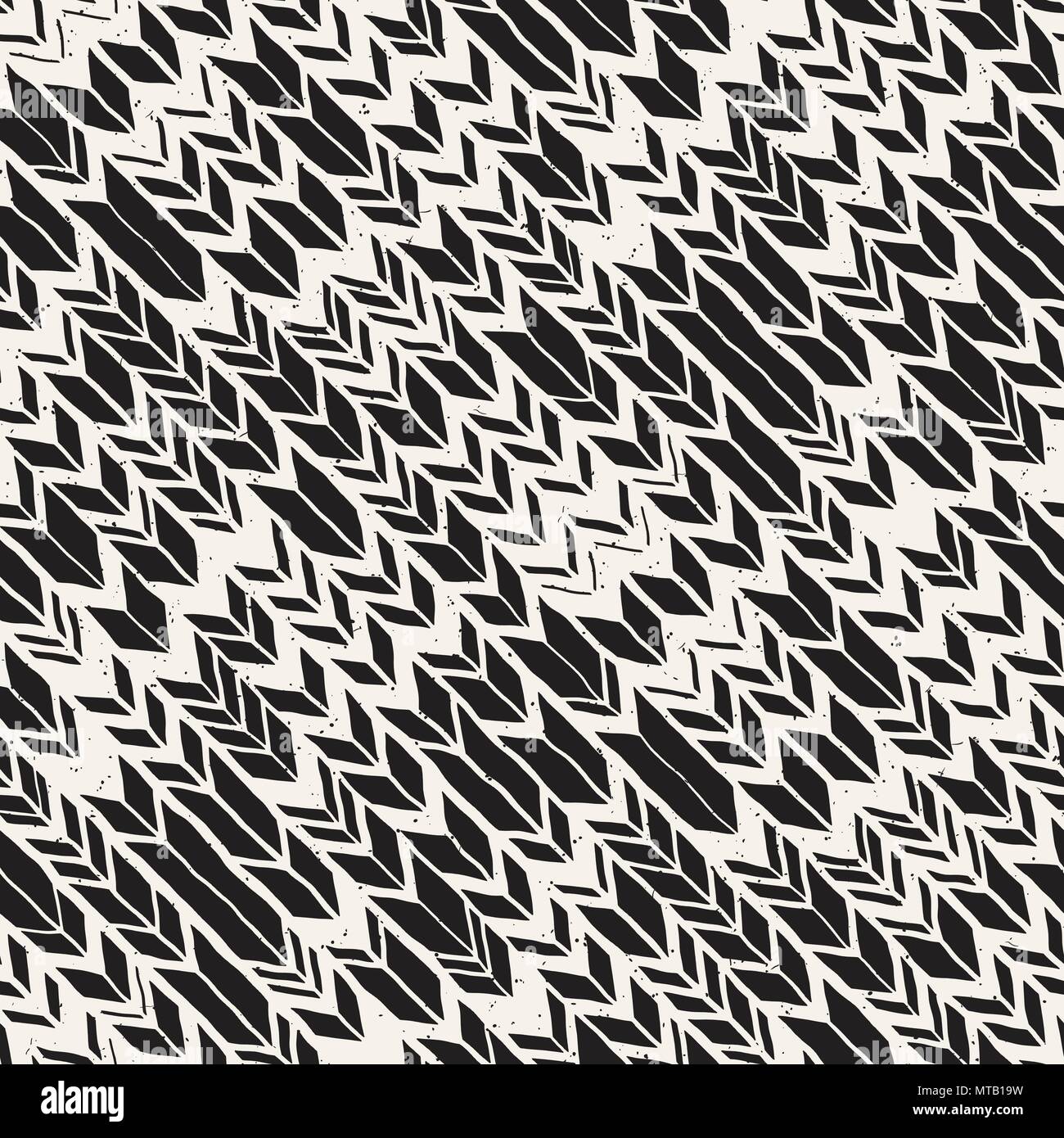 Vector seamless freehand pattern. Doodle monochrome print with hand ...