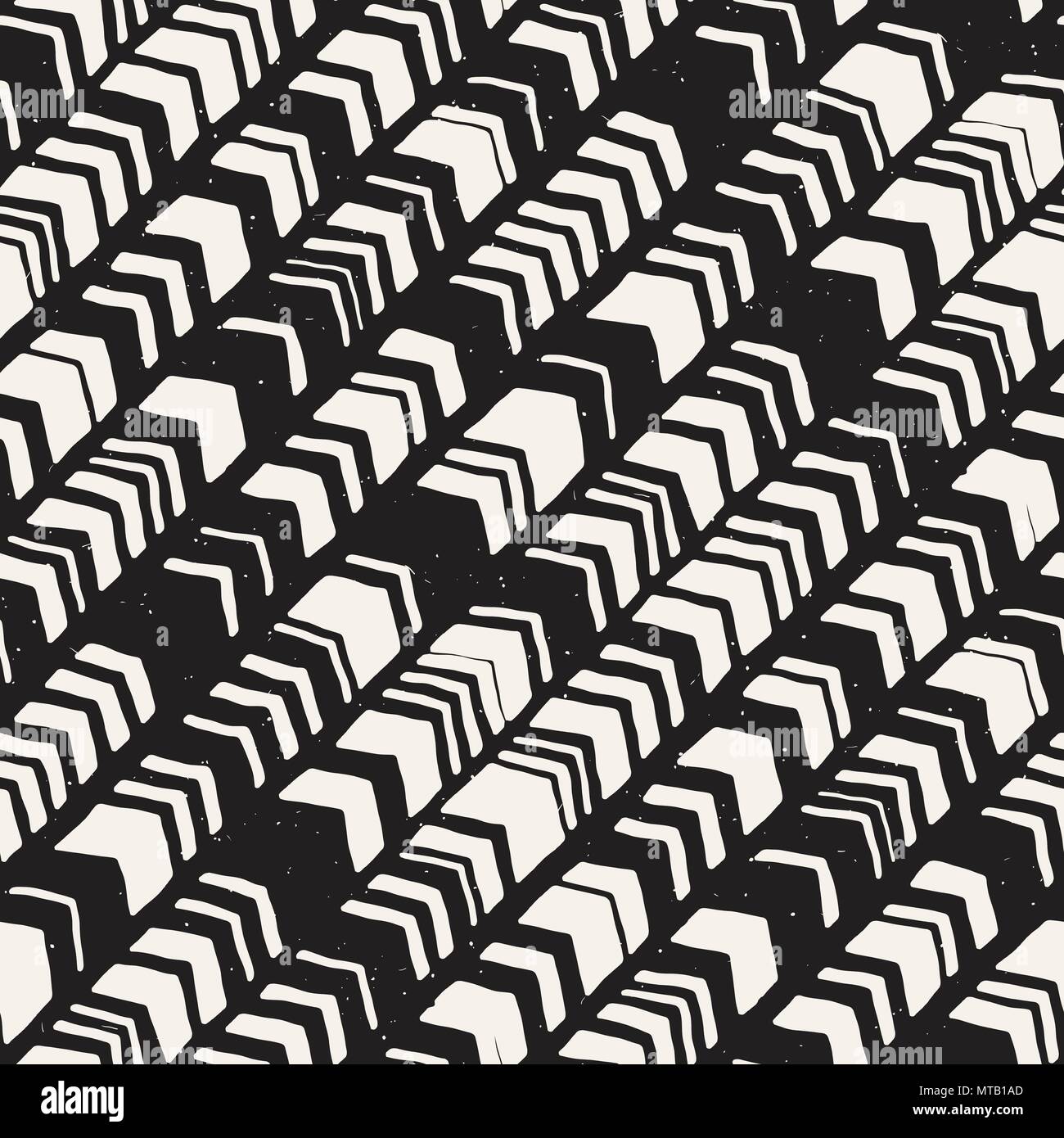Vector seamless freehand pattern. Doodle monochrome print with hand ...