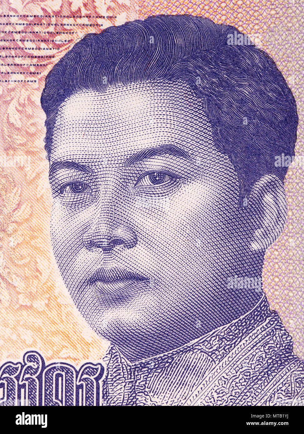 King Norodom Sihanouk, a portrait from Cambodian money Stock Photo