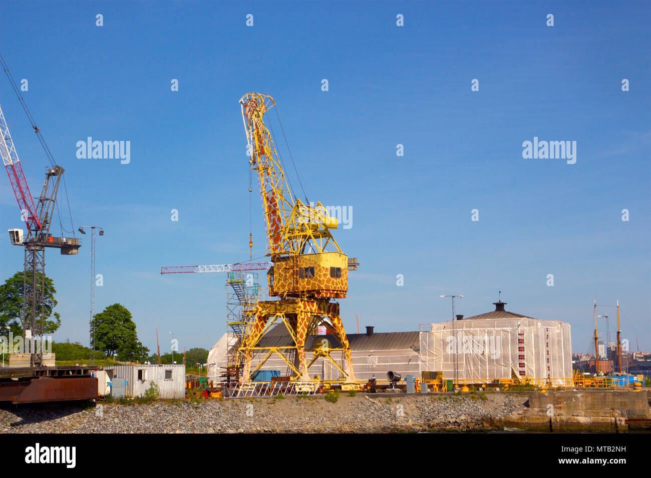 Giraffe crane in Beckholmen, Stockholm, Sweden Stock Photo Alamy