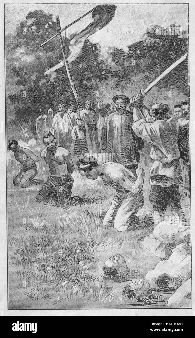 China. Boxers execution.Vintage engraved illustration. Published in magazine in 1900. Stock Photo