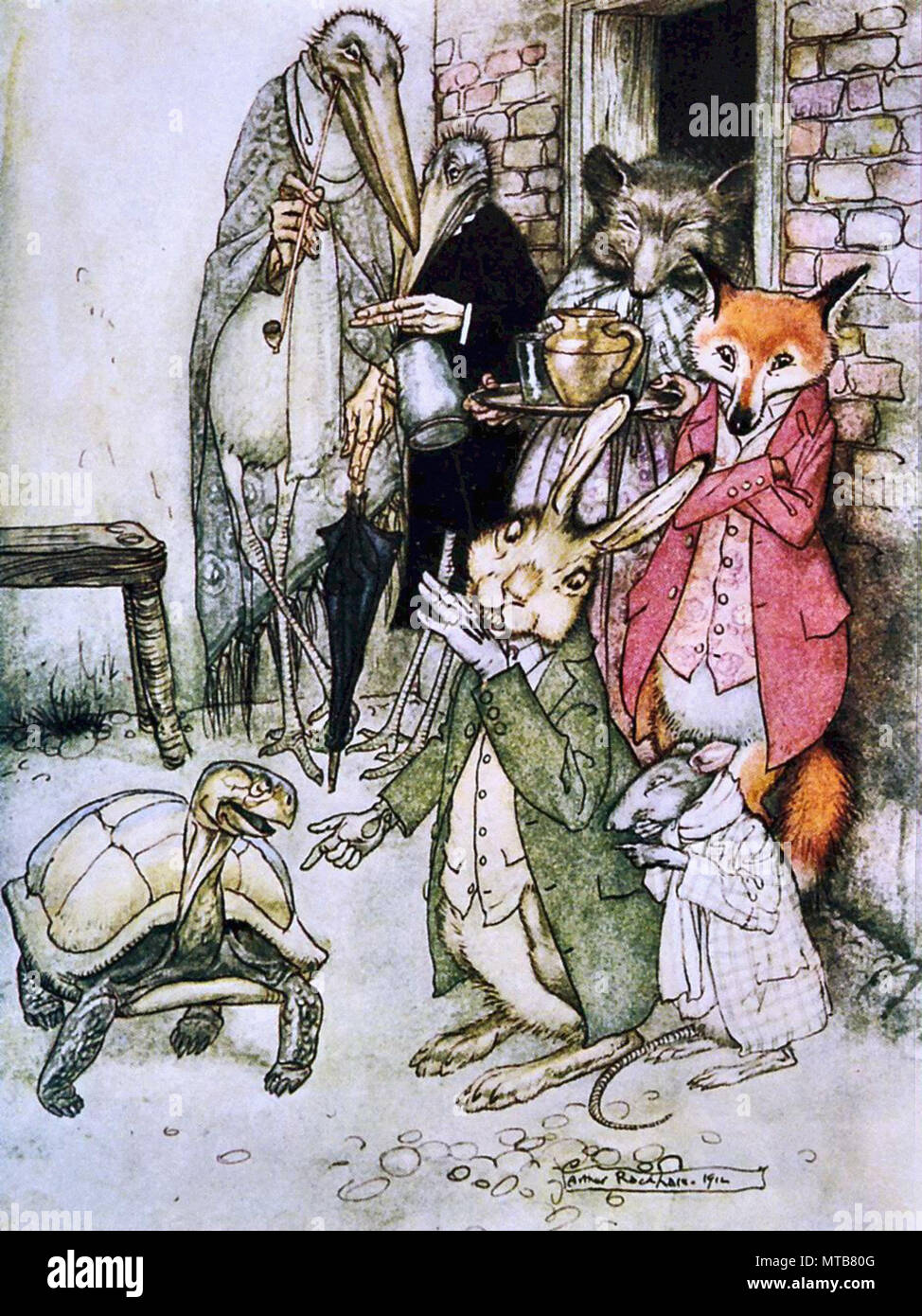 Rackham Arthur - Aesop's Fables - the Hare and the Tortoise Stock Photo ...