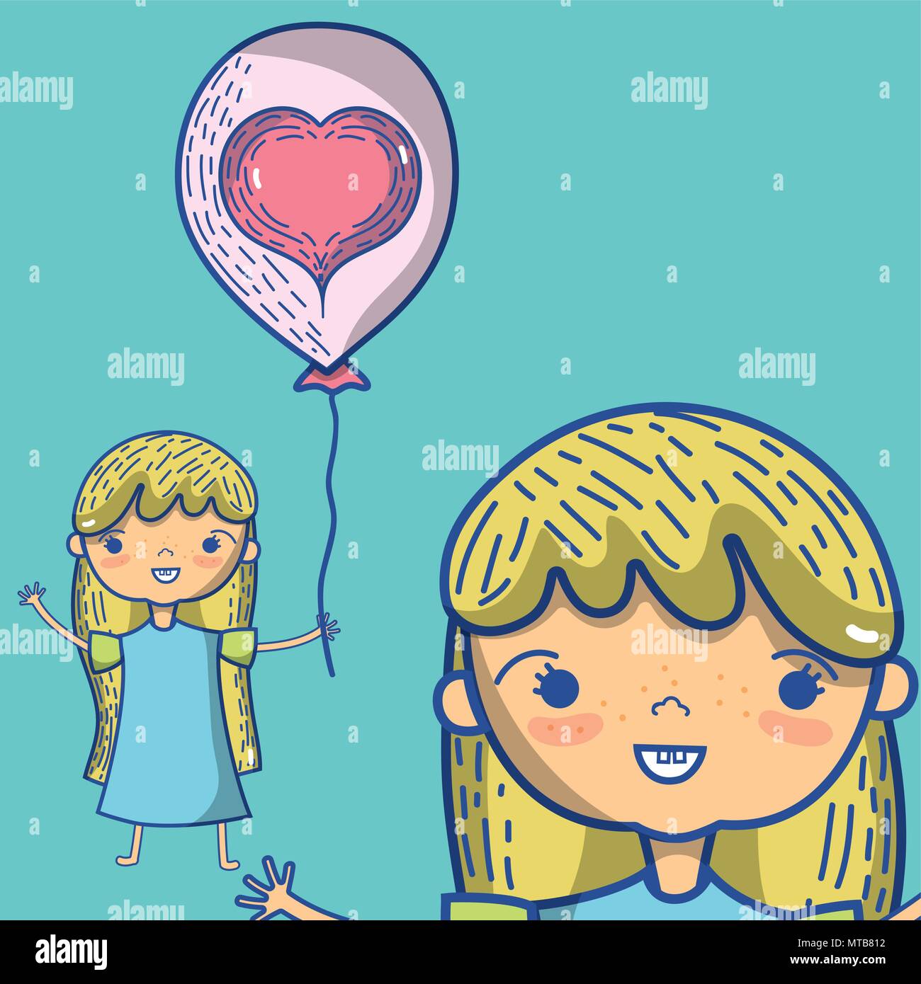 Cute girl with balloon Stock Vector Image & Art - Alamy