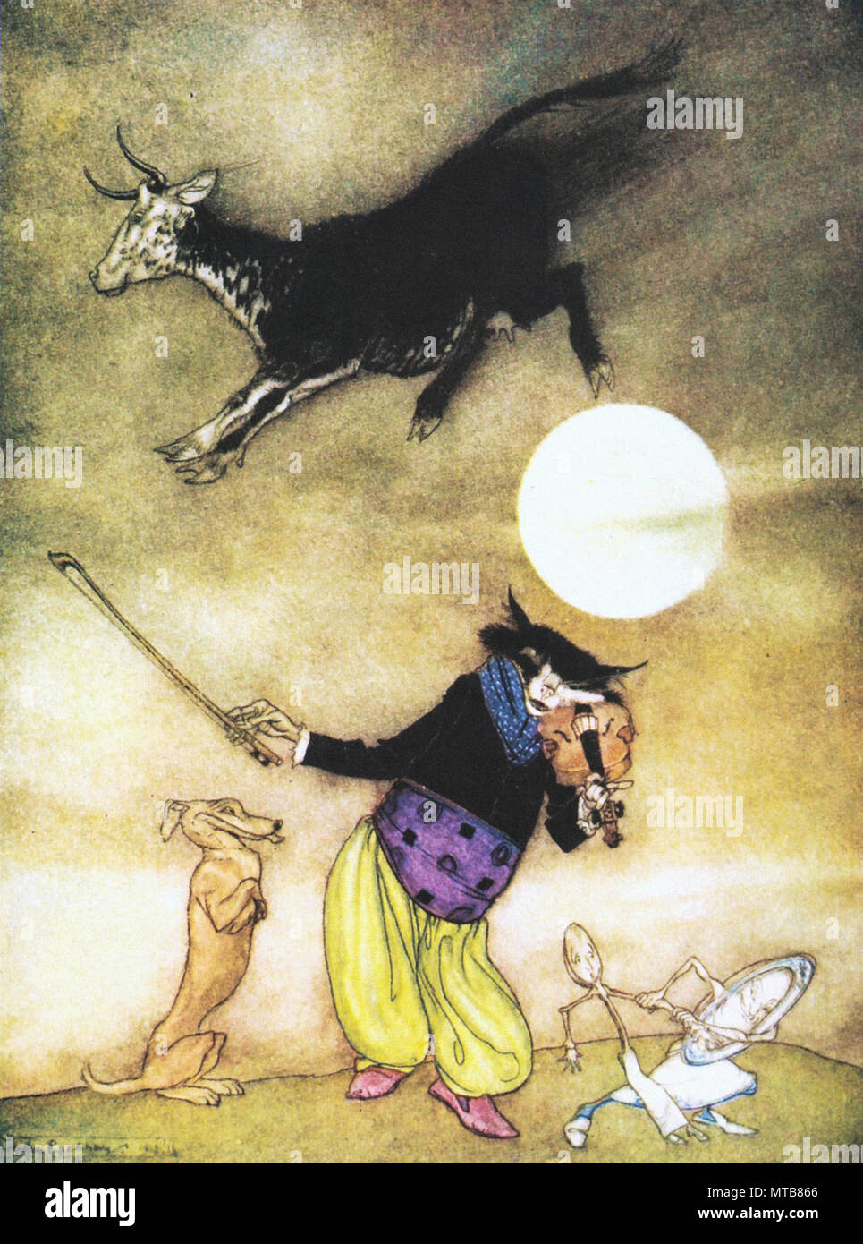 Rackham Arthur - Mother Goose - Hey! Diddle Diddle the Cat and the Fiddle Stock Photo