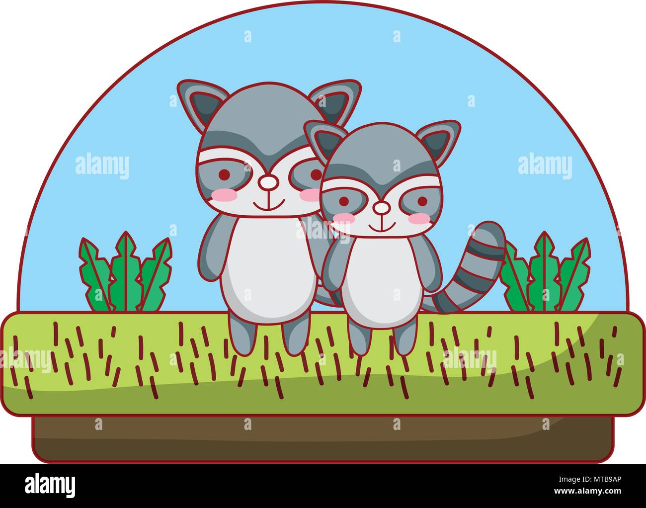 couple raccoon cute animal in the countryside Stock Vector Image & Art ...