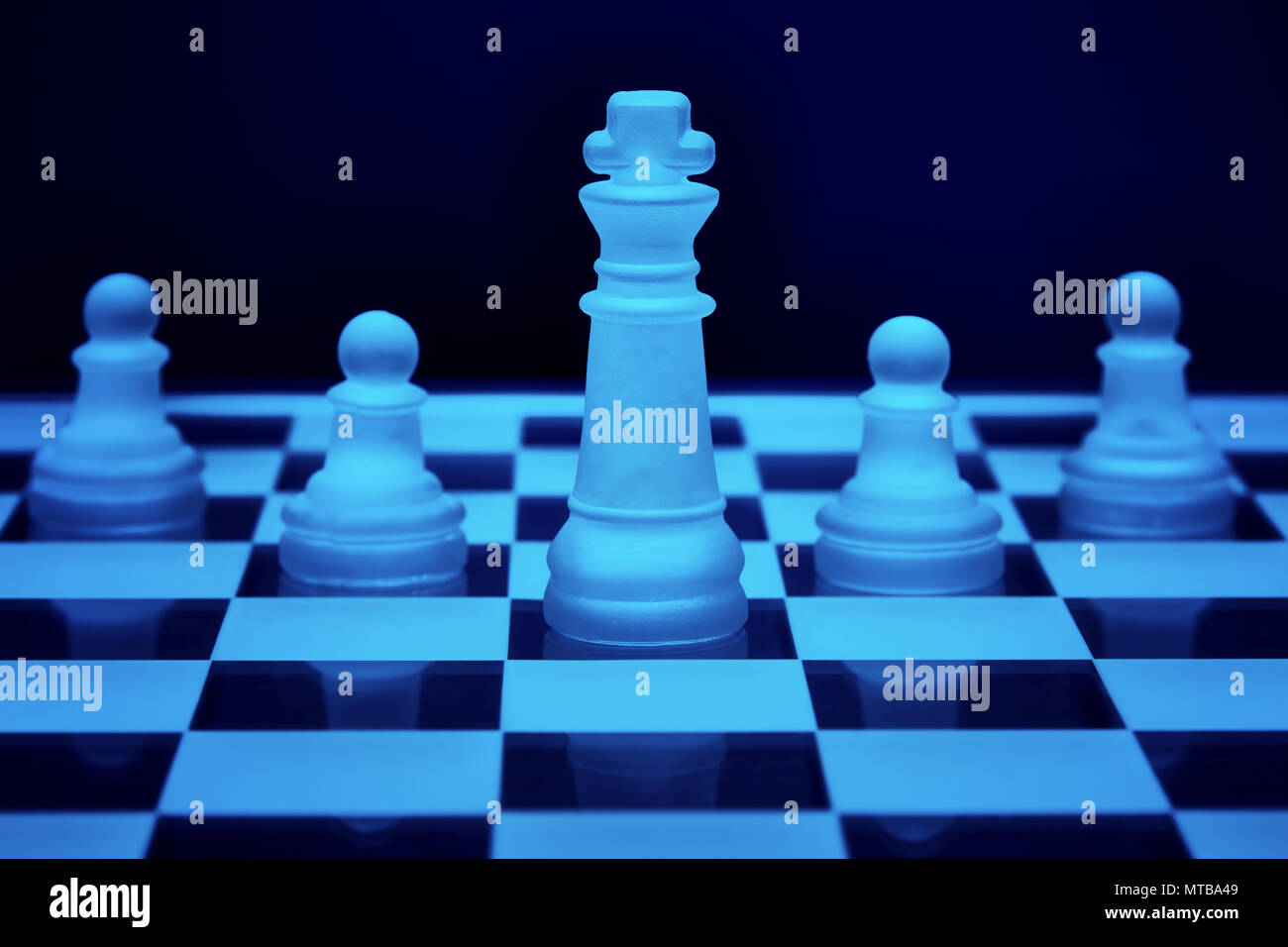 King chess standing on chess board. Business planning, strategy