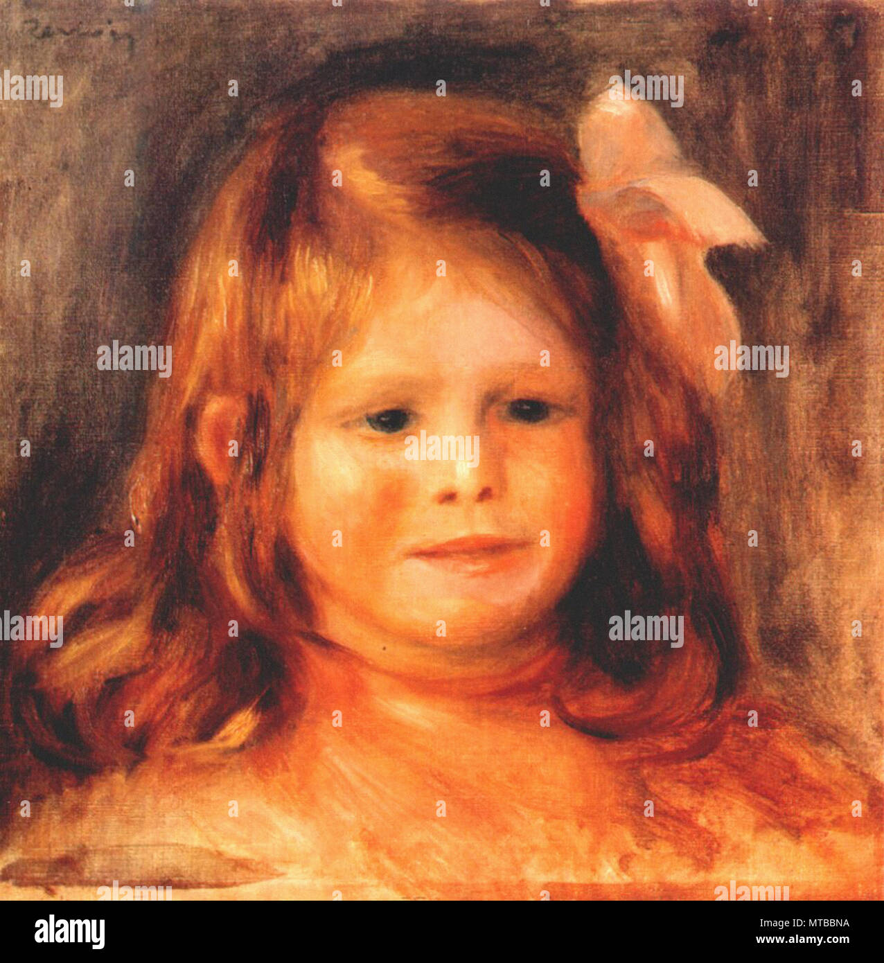 Renoir Pierre-Auguste - Girl with a Pink Ribbon Stock Photo - Alamy