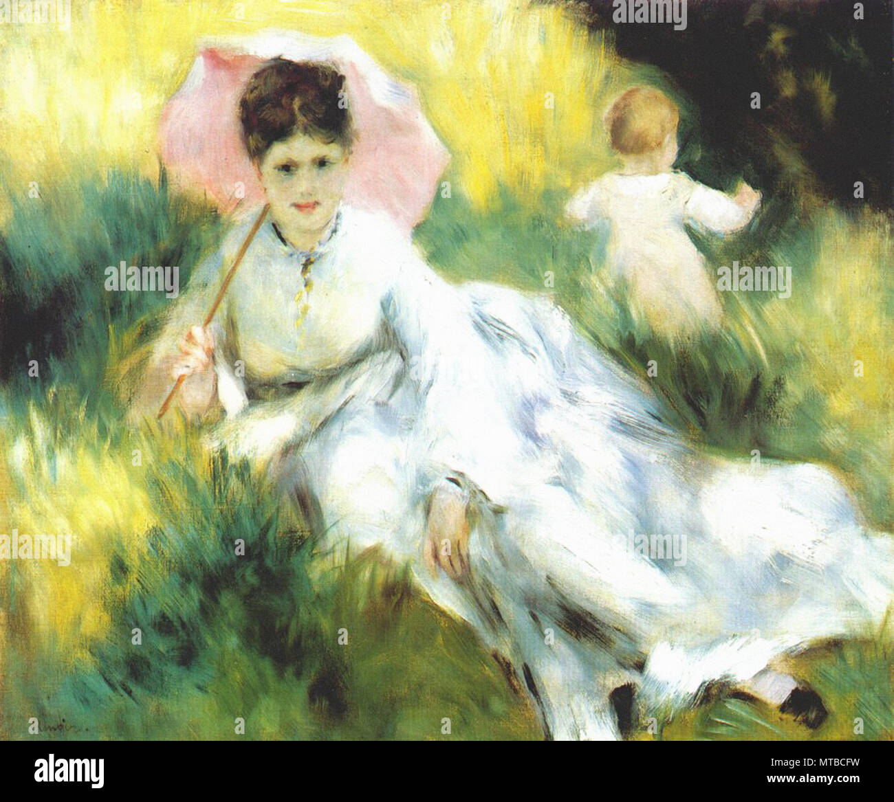 Renoir Pierre-Auguste - Woman with Parasol and Small Child 1877 Stock Photo  - Alamy