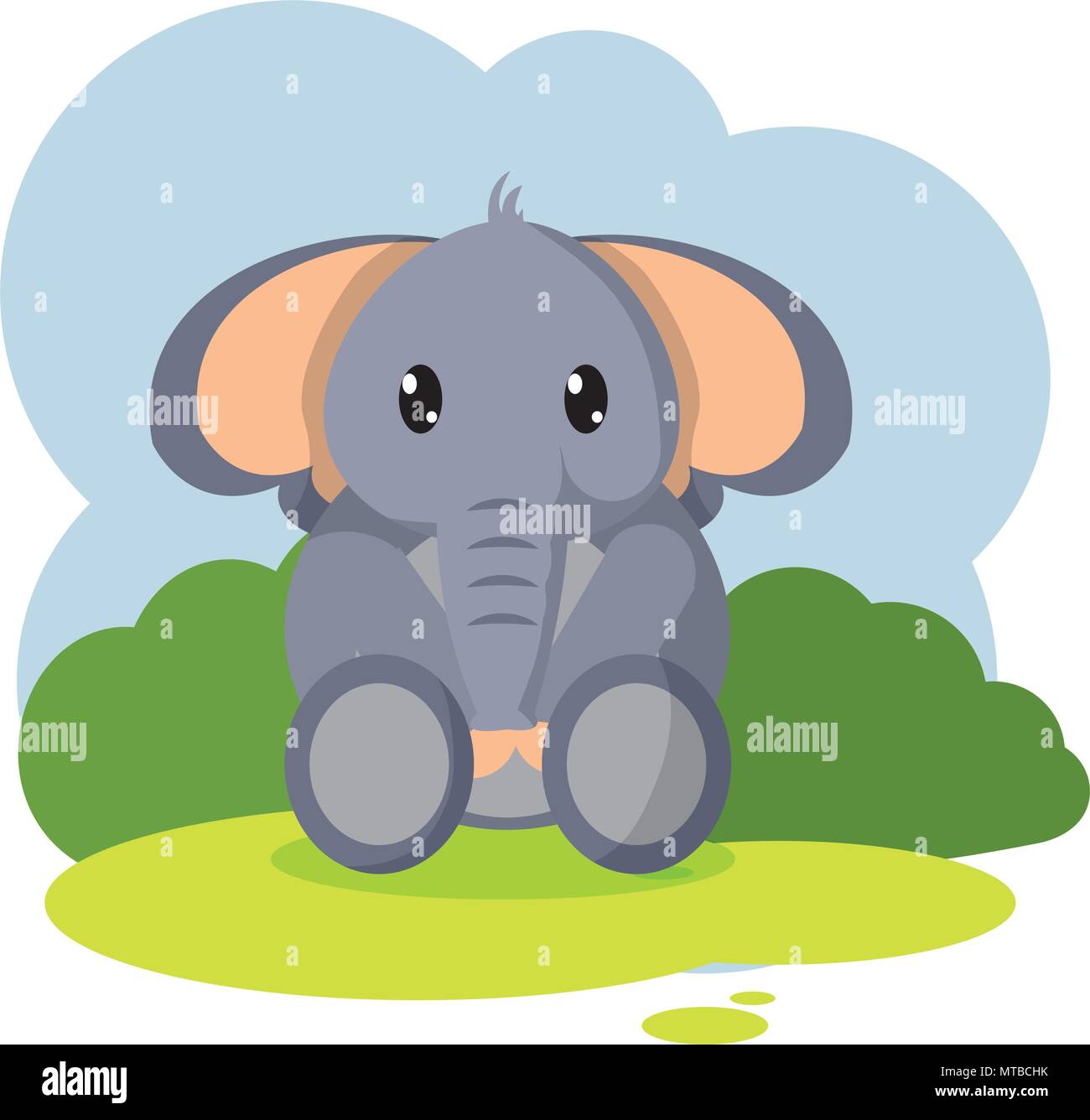 cute elephant wild animal in the landscape Stock Vector Image & Art - Alamy