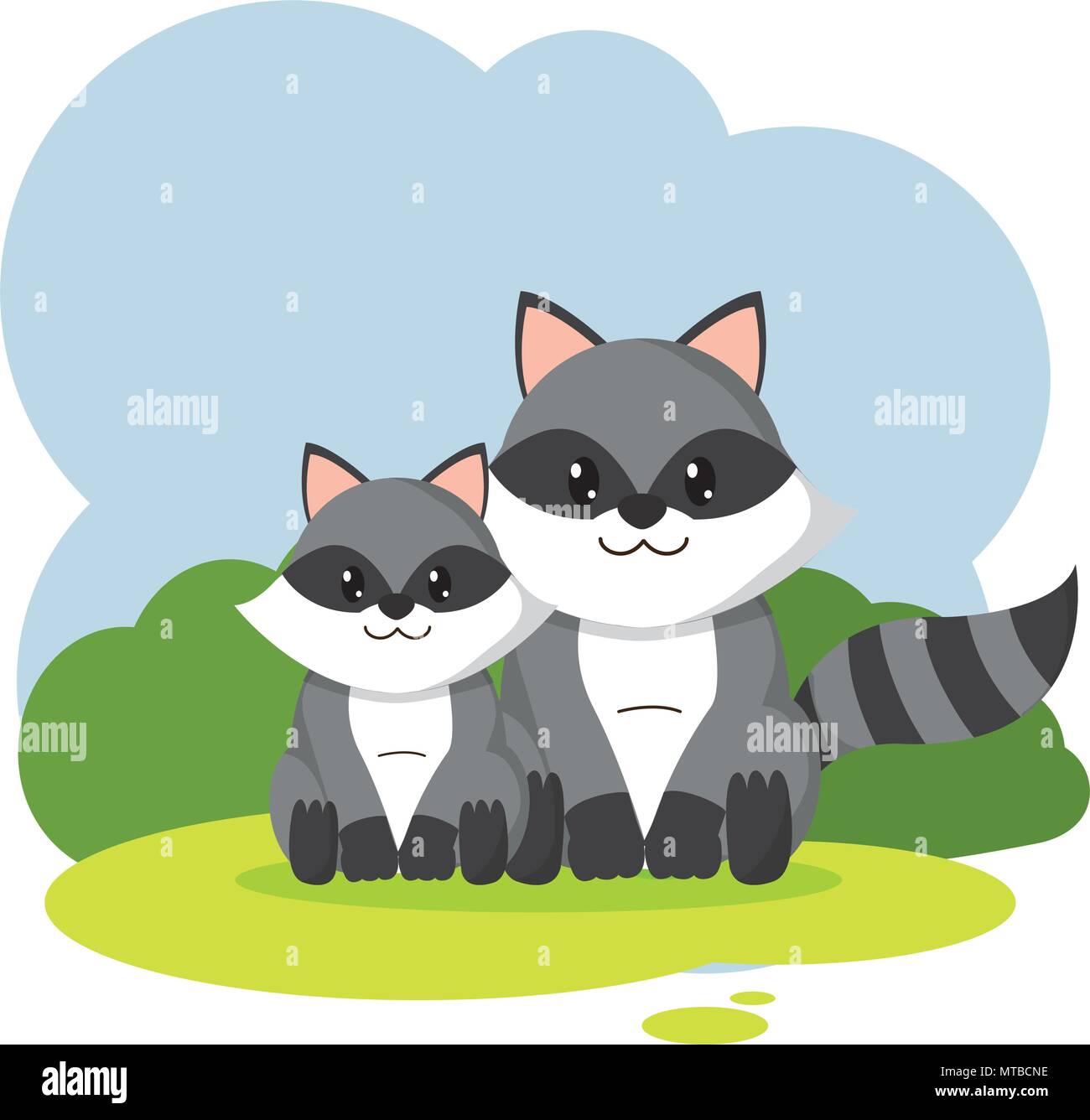 couple raccoon wild animal in the landscape Stock Vector Image & Art ...