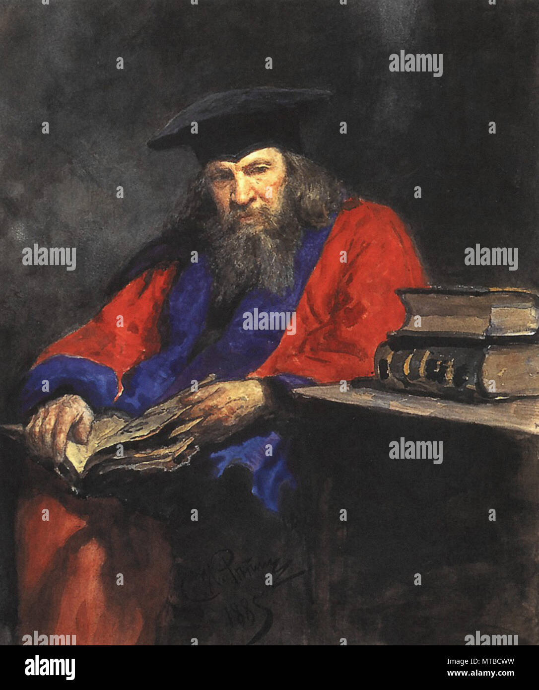 Repin Ilja - Portrait of Dmitry Mendeleev Stock Photo