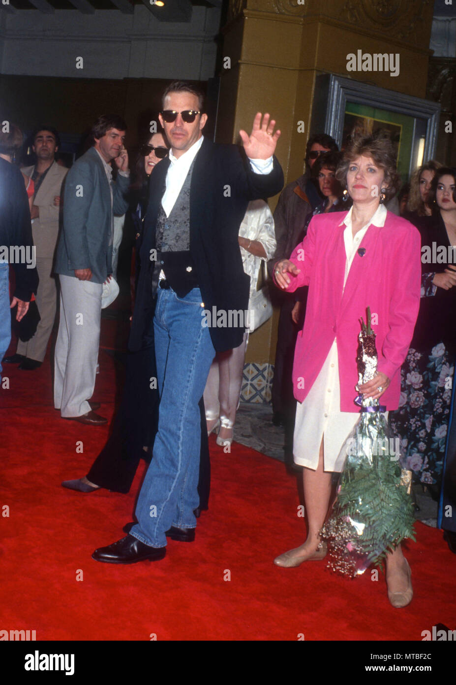 LOS ANGELES CA JUNE 10 L R Cindy Costner and actor Kevin Costner attend the Robin Hood Prince of Thieves Westwood Premiere on June 10 1991 at the Mann Village and Bruin