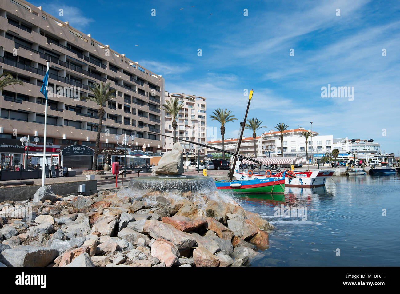 View of the picturesque harbour of Saint-Cyprien Plage, Roussillon,  Pyrenees-Orientales, France Stock Photo - Alamy