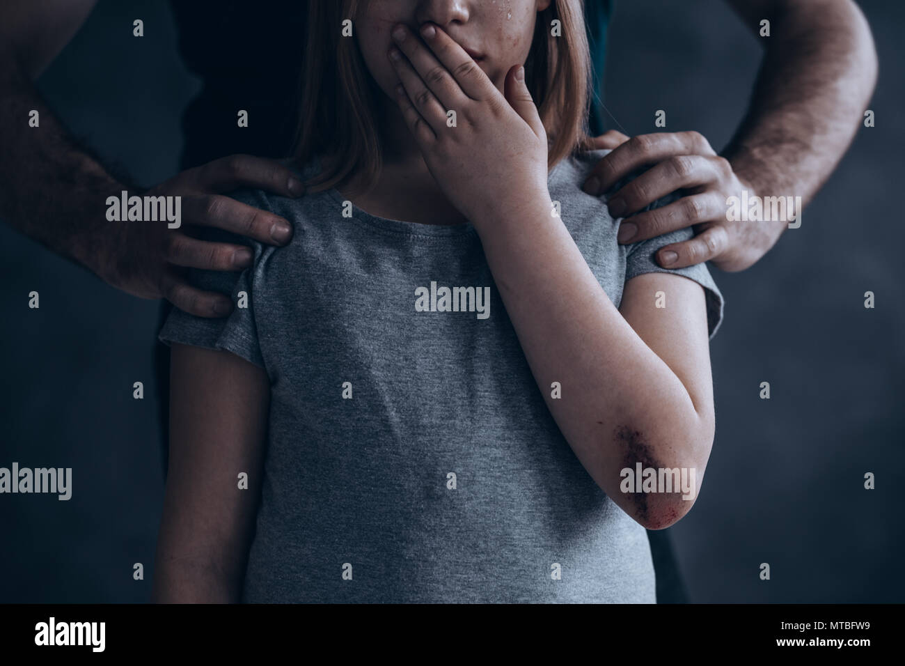 Children abuse is a crime don't be quiet about it Stock Photo