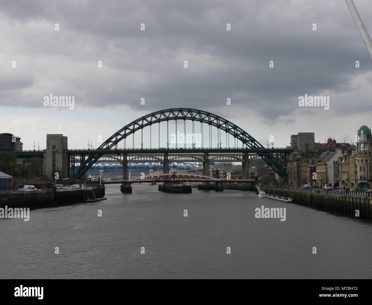 Tyne Bridge, Sing Bridge, High Level Bridge, Newcastle, England Stock Photo