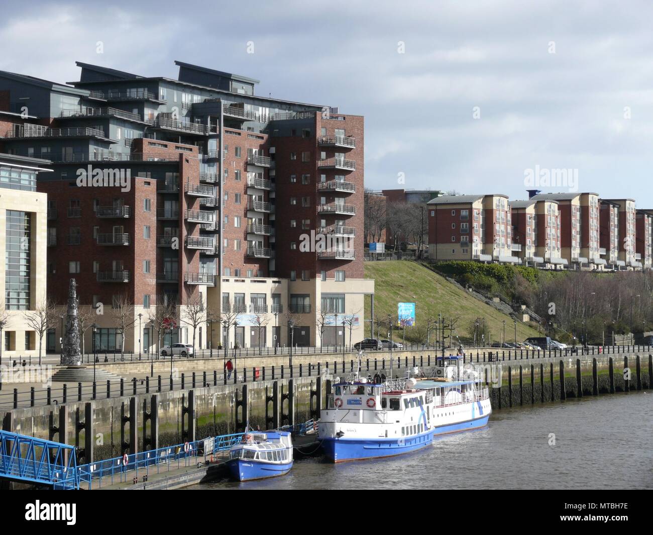 View towards Byker and Shieldfield, by the River Tyne, Newcastle, England Stock Photo