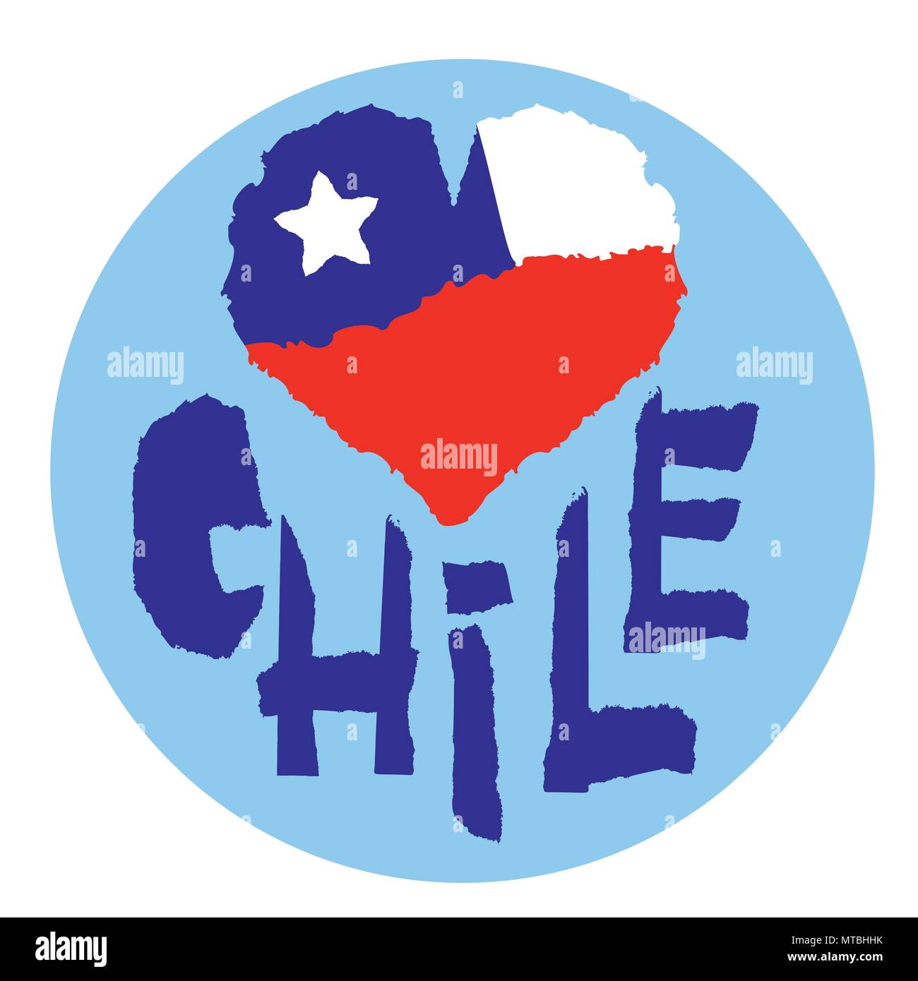 Love Chile America. Vintage national flag in silhouette of heart Torn ...