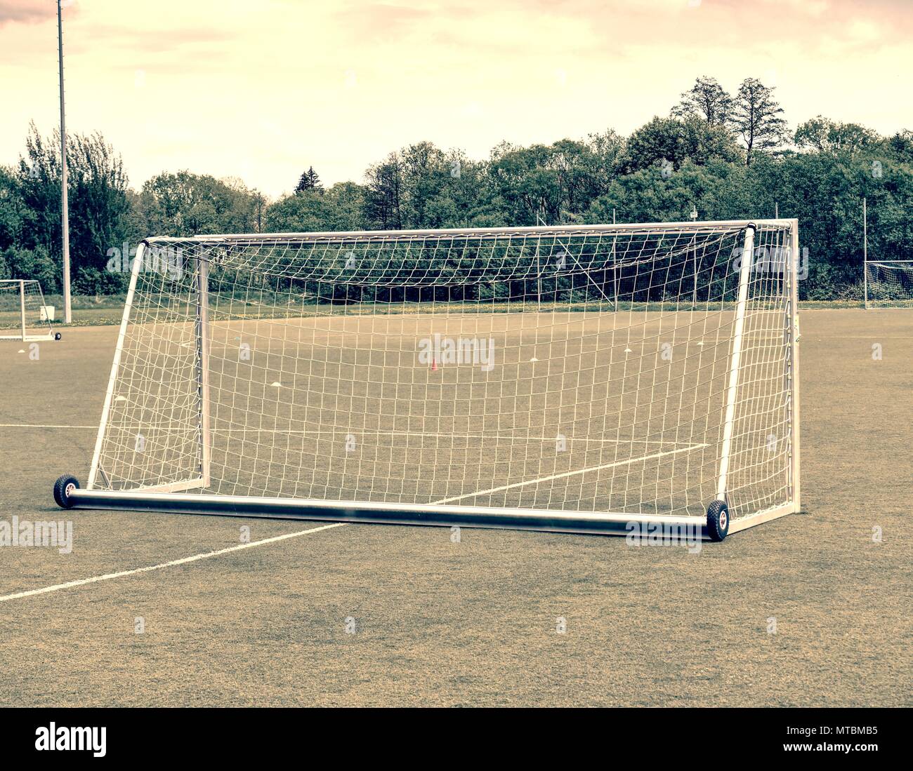 On Football Soccer Field Behind Goal Of Soccer Field Soccer Football Net Background Over Green Grass Or Soccer Field And Blurry Stadium And Soccer P Stock Photo Alamy