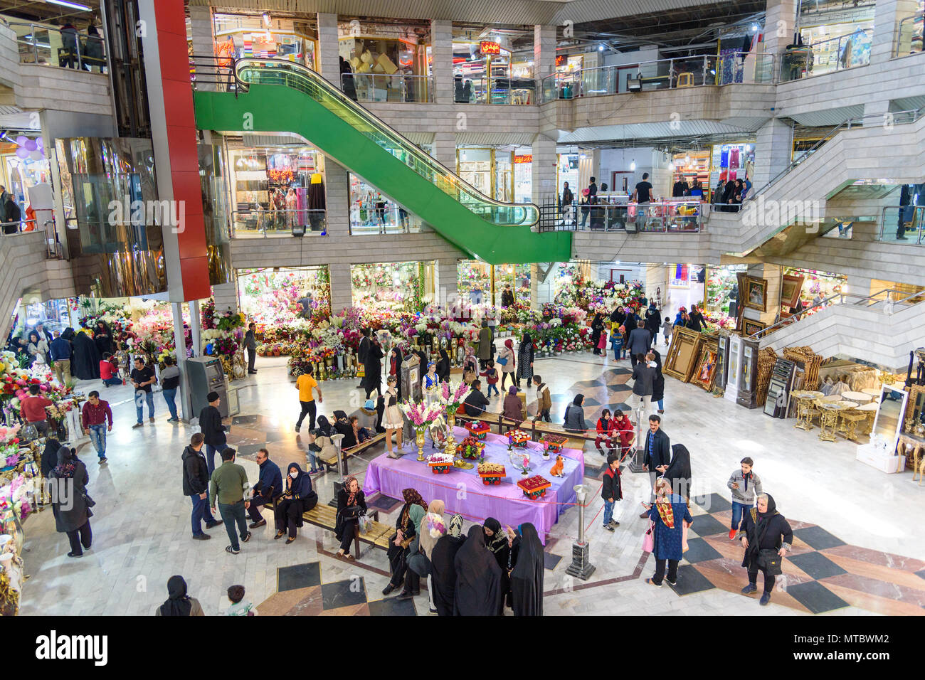 Tabriz, East Azerbaijan province, Iran - March 15, 2018: Interior of Shams Tabrizi Bazaar, shopping mall in Stock Photo
