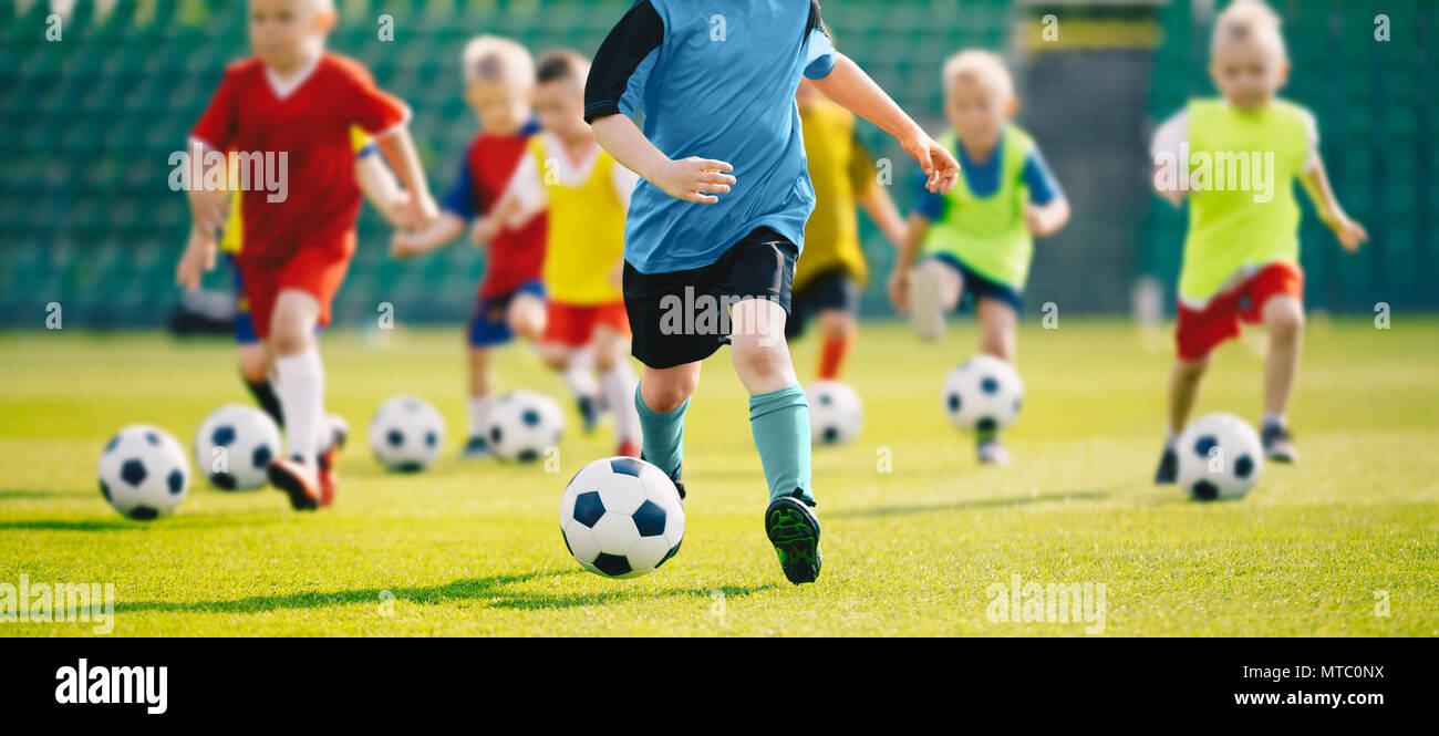 Football soccer training for kids. Children football training session