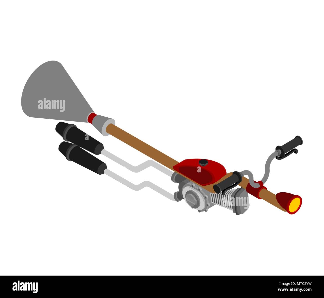 Witch broom racing Isometric. Broomstick Speeding turbo. Halloween Vector illustration. Stock Vector