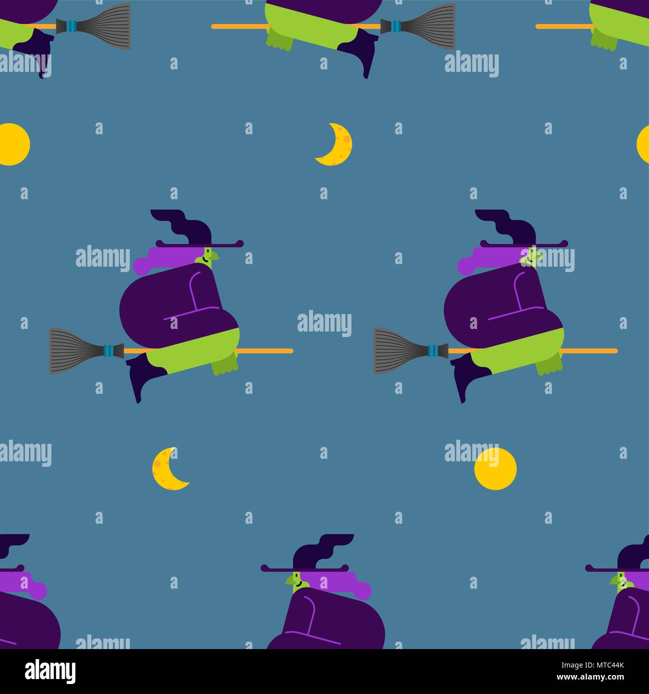 Witch on broom pattern seamless. Halloween background Vector ...