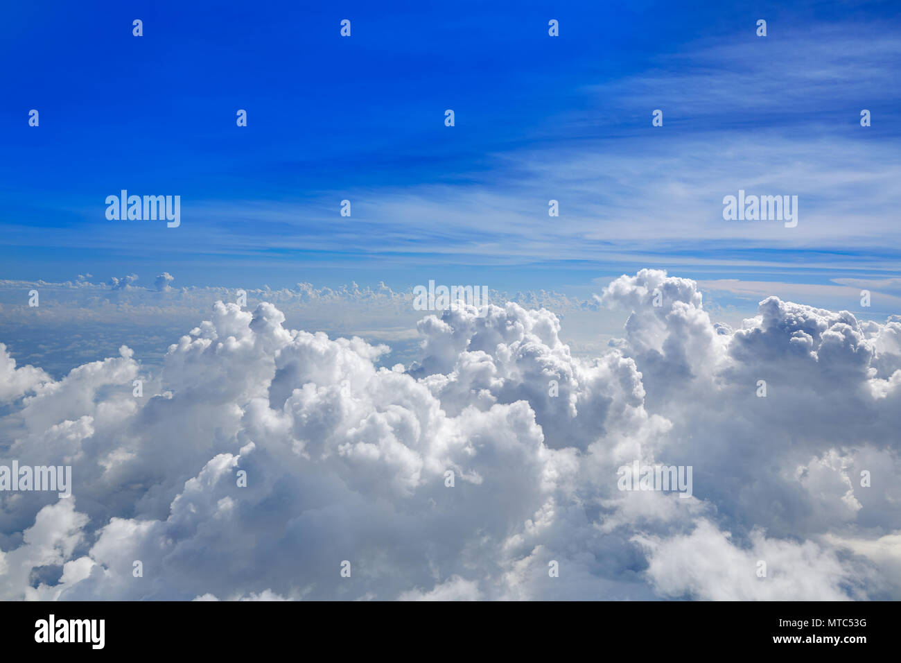 Cumulus sea of clouds view from aerial view aircraft point of view ...